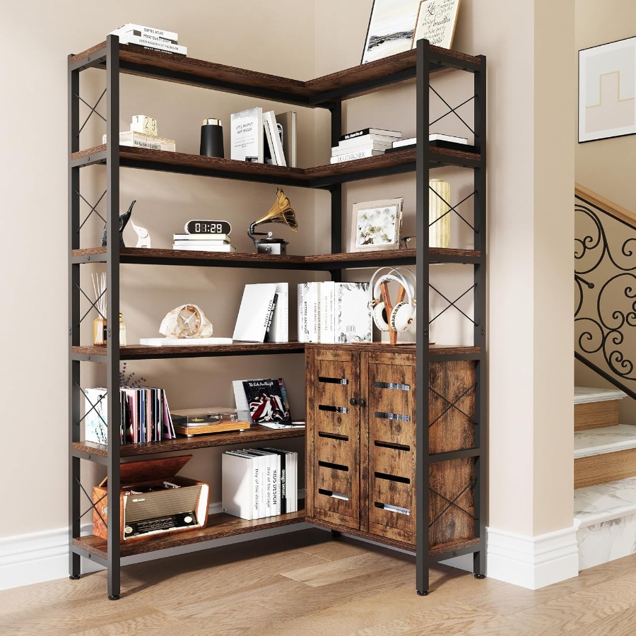 Bookshelf - Bibliothèque d'angle à 6 étagères pour